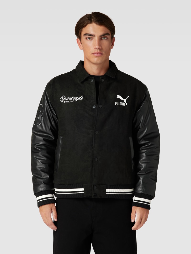 College-Jacke mit Label-Stitching in schwarz