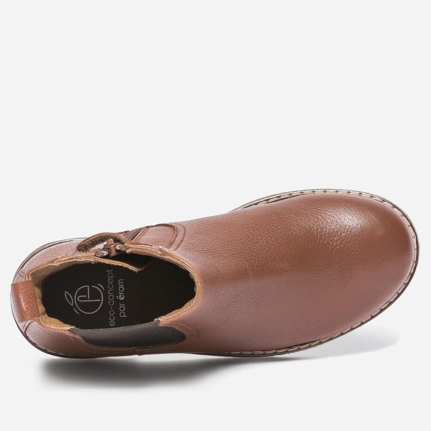 Chelsea boots camel en cuir grainé