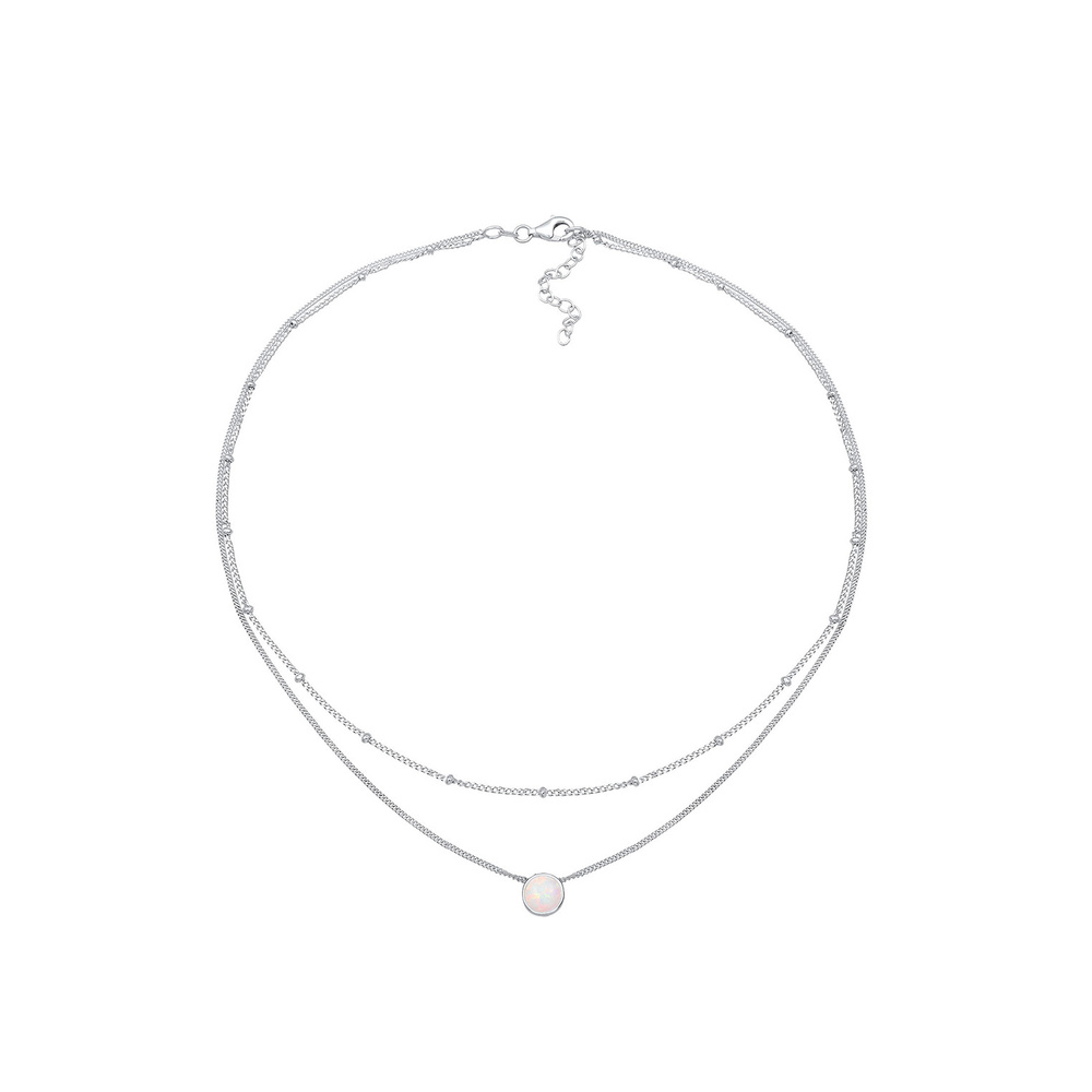 Elli Elli Collier Femmes Choker Boule Couches Tendance avec Opale Synthétique en Argen collier