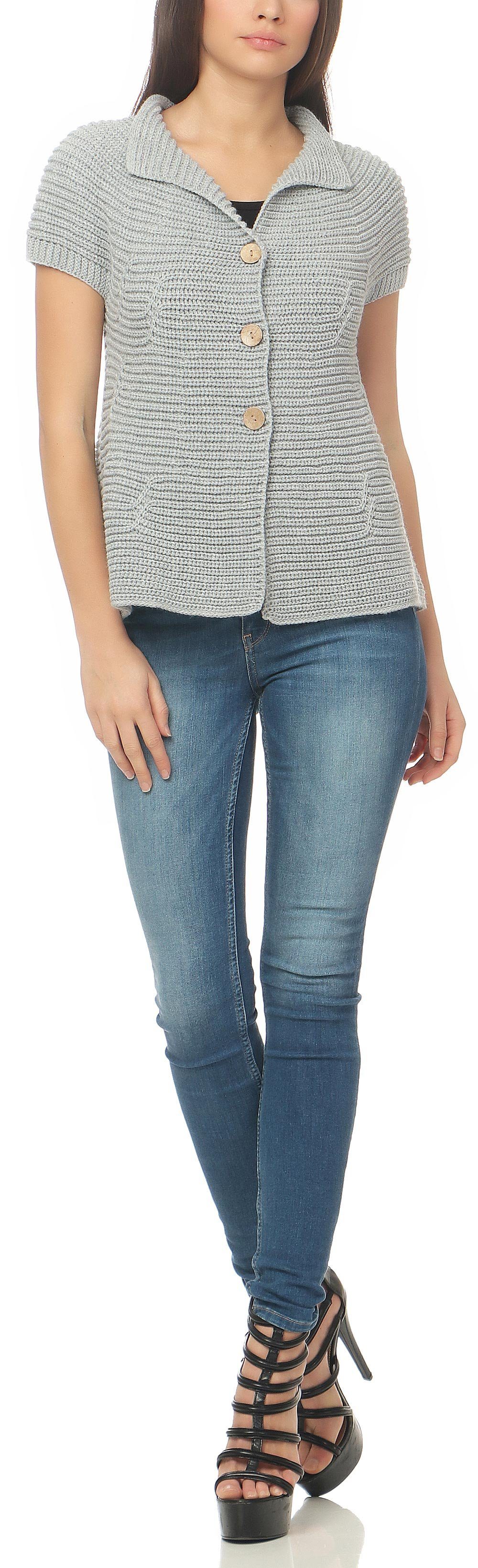 malito more than fashion Strickweste 5060 kurzarm Strickjacke mit Knöpfen Einheitsgröße