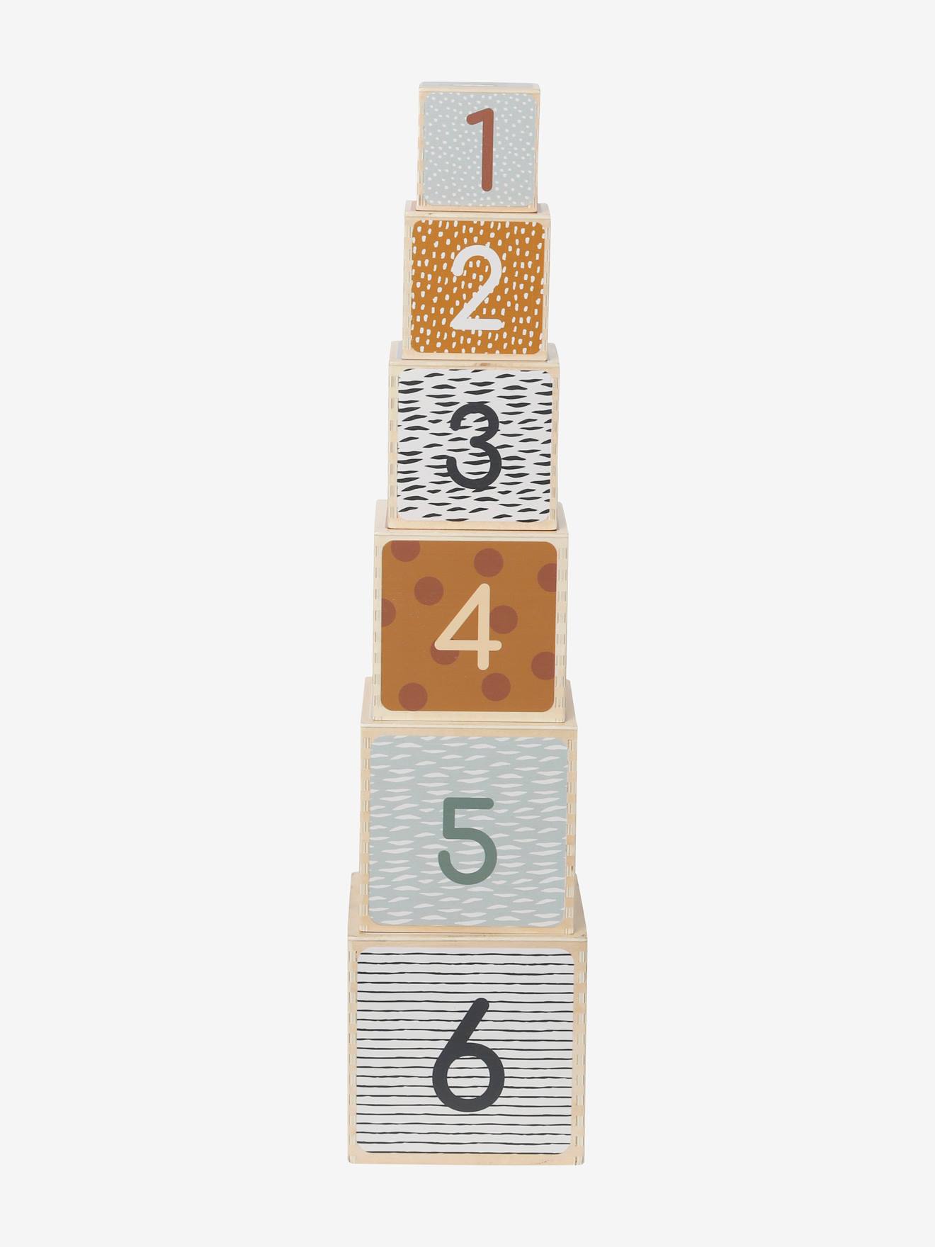 Vertbaudet Baby Stapelturm mit Steckspiel aus Holz FSC - mehrfarbig/pandafreunde