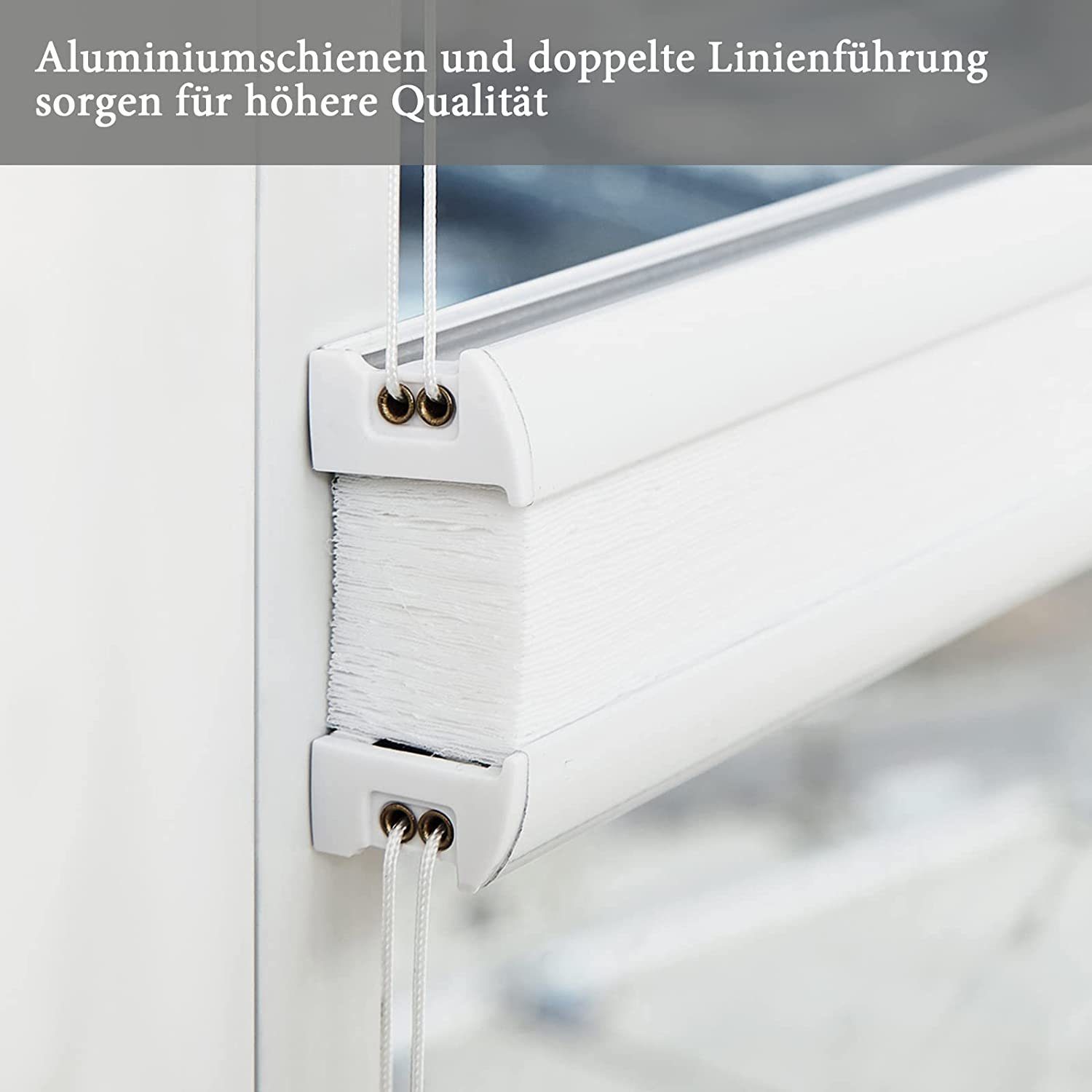 Plissee ohne Bohren Klemmfix, Sichtschutz und Sonnenschutz, OUBO, Lichtdurchlässig Rollo für Fenster & Tür, Klemmfix, mitgelieferten, verstellbaren Klemmträger
