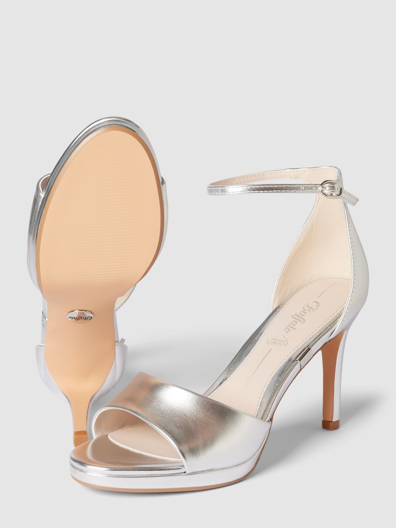 Sandalette mit Pfennigabsatz Modell 'RONJA' in silber
