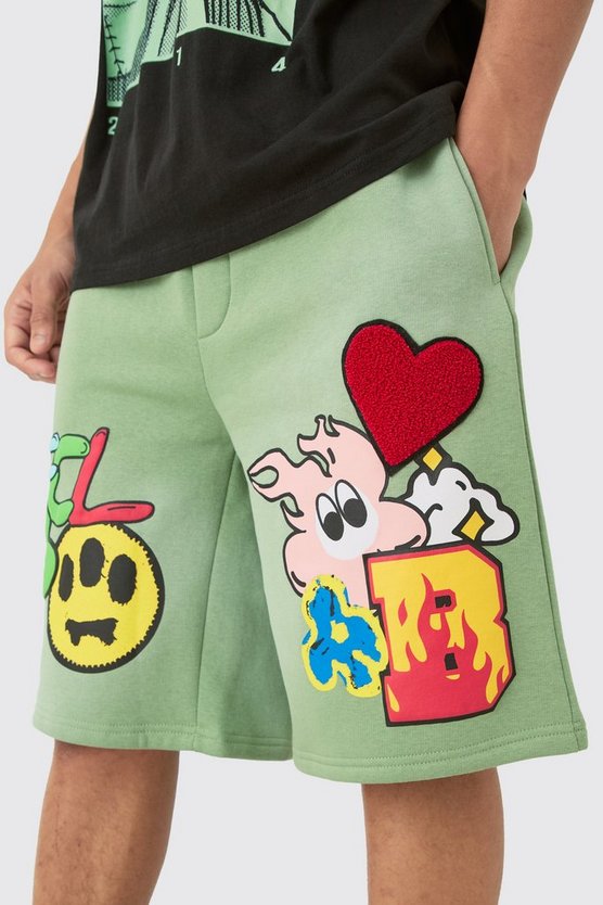 Lockere bestickte Shorts