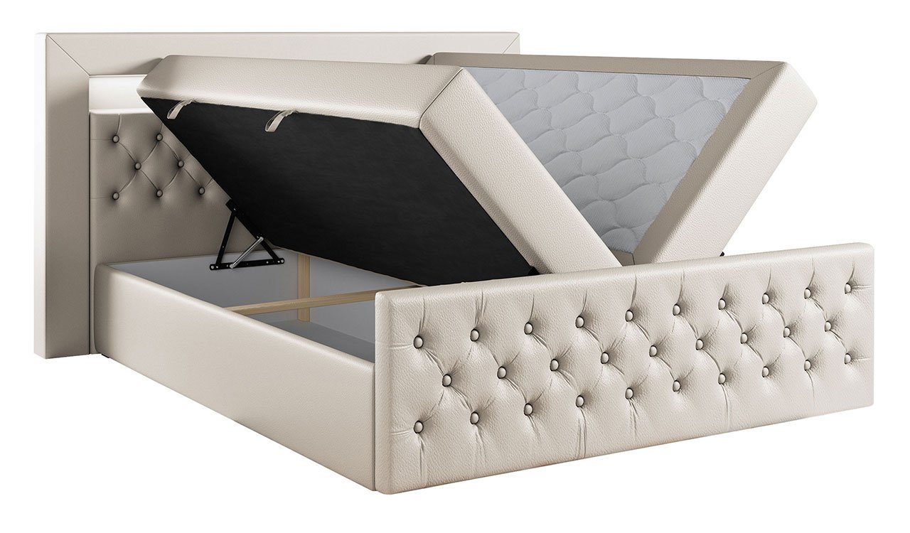 MKS MÖBEL Boxspringbett GOLD9, Doppelbett mit Multipocket-Matratze und Topper - Polsterbett