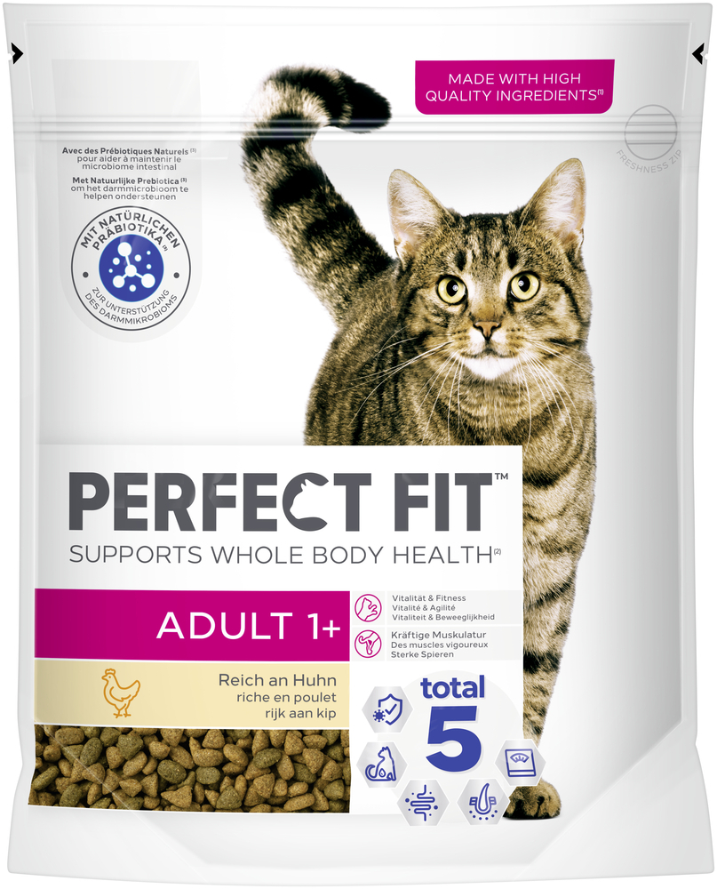 PERFECT FIT Trockenfutter PERFECT FIT Adult 1+ Reich an Huhn 750 g