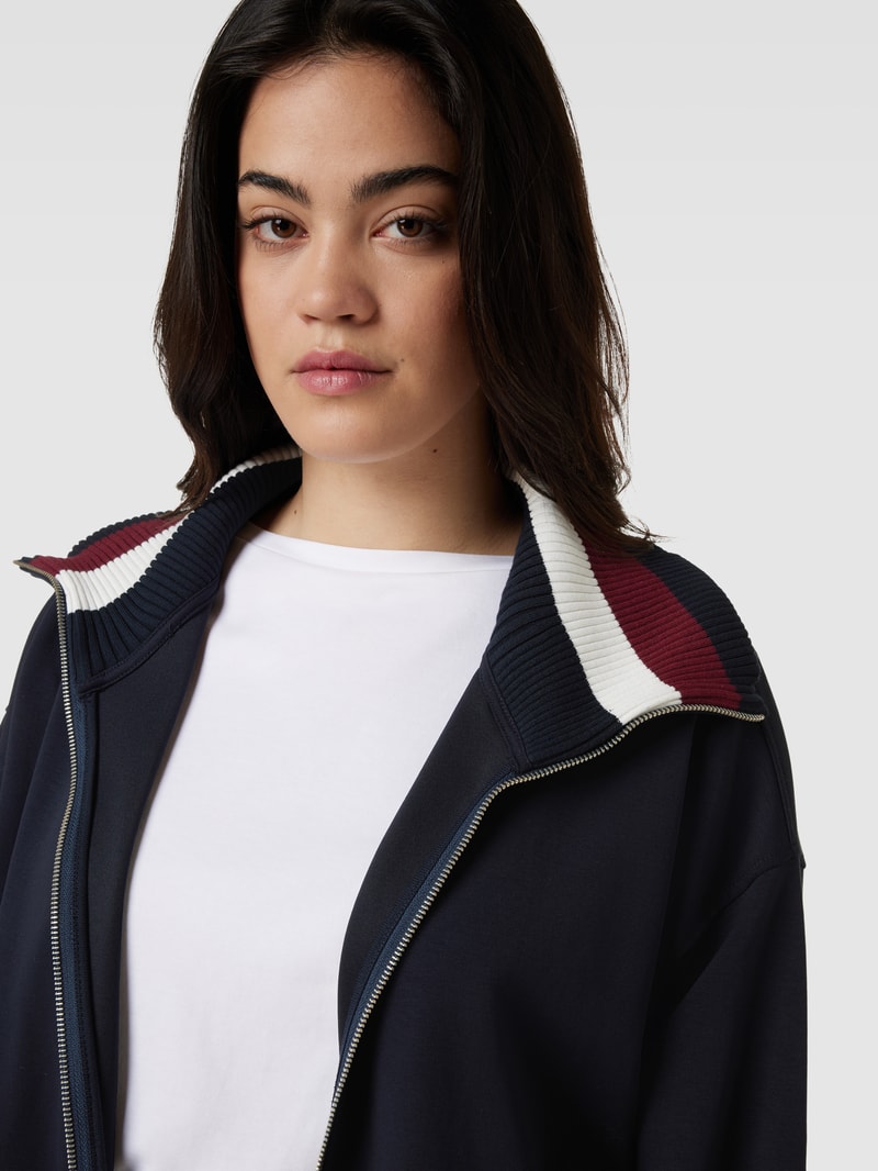 PLUS SIZE Sweatjacke mit Label-Details in marineblau
