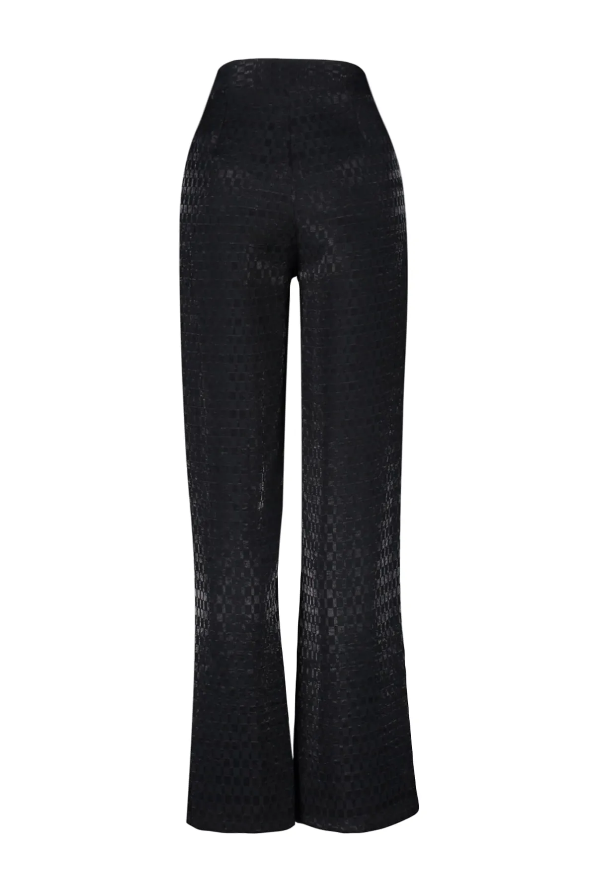 Trendyol Collection  Schwarze, gewebte Jacquard-Hose mit weitem Bein und hoher Taille TWOSS23PL00178