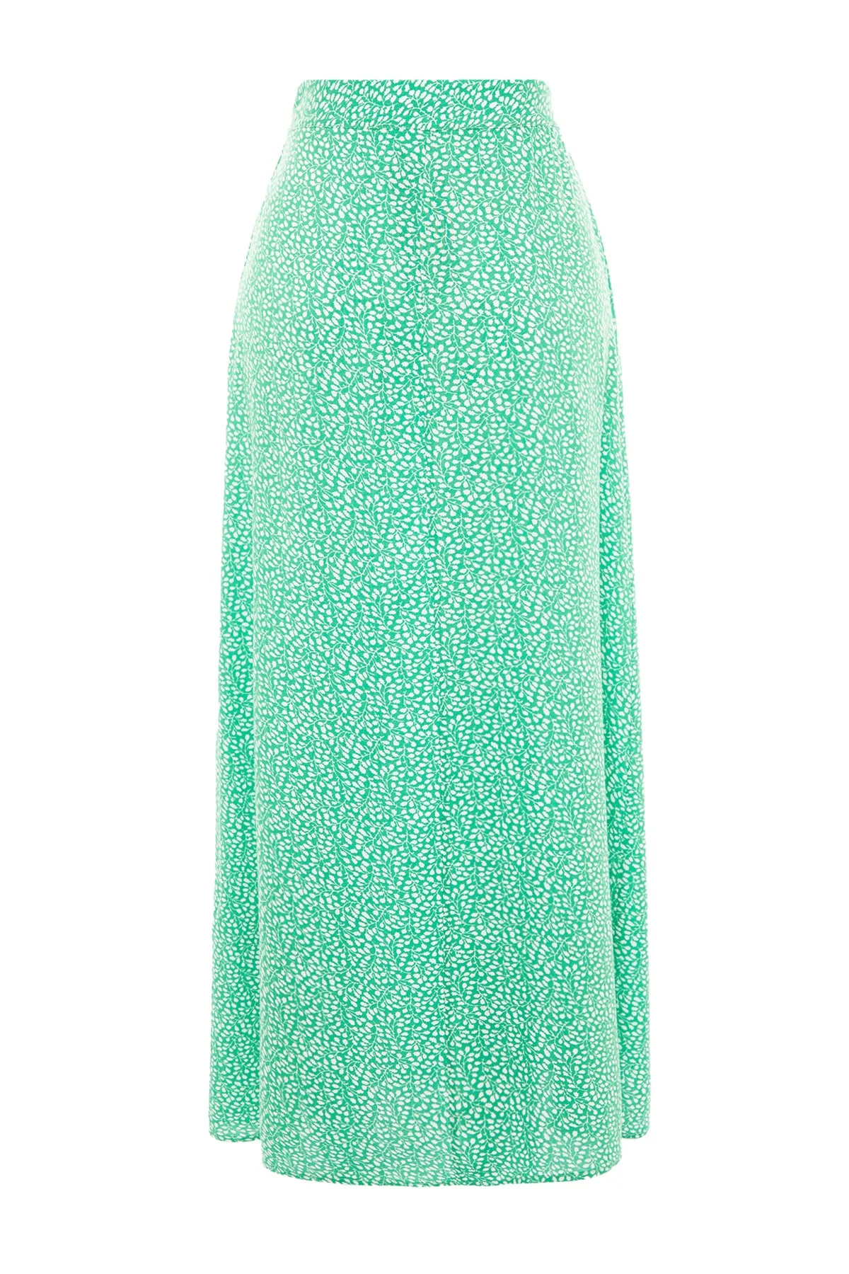 Trendyol Modest  Grüner ausgestellter Rock aus Viskosegewebe mit Blumendruck TCTSS21ET0497