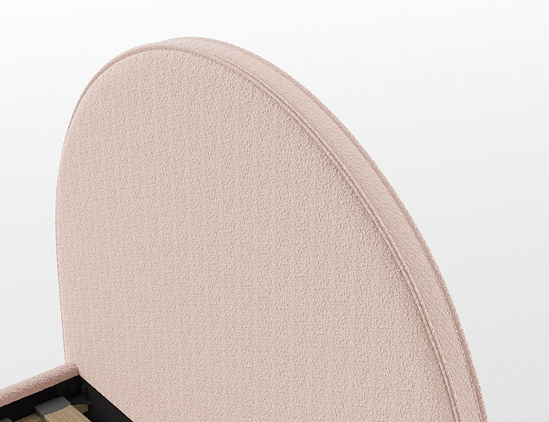 VIPACK Polsterbett MOON mit Liegefläche 90 x 200 cm, inkl Lattenrost, Bezug trendiger Boucle Stoff in Rosa