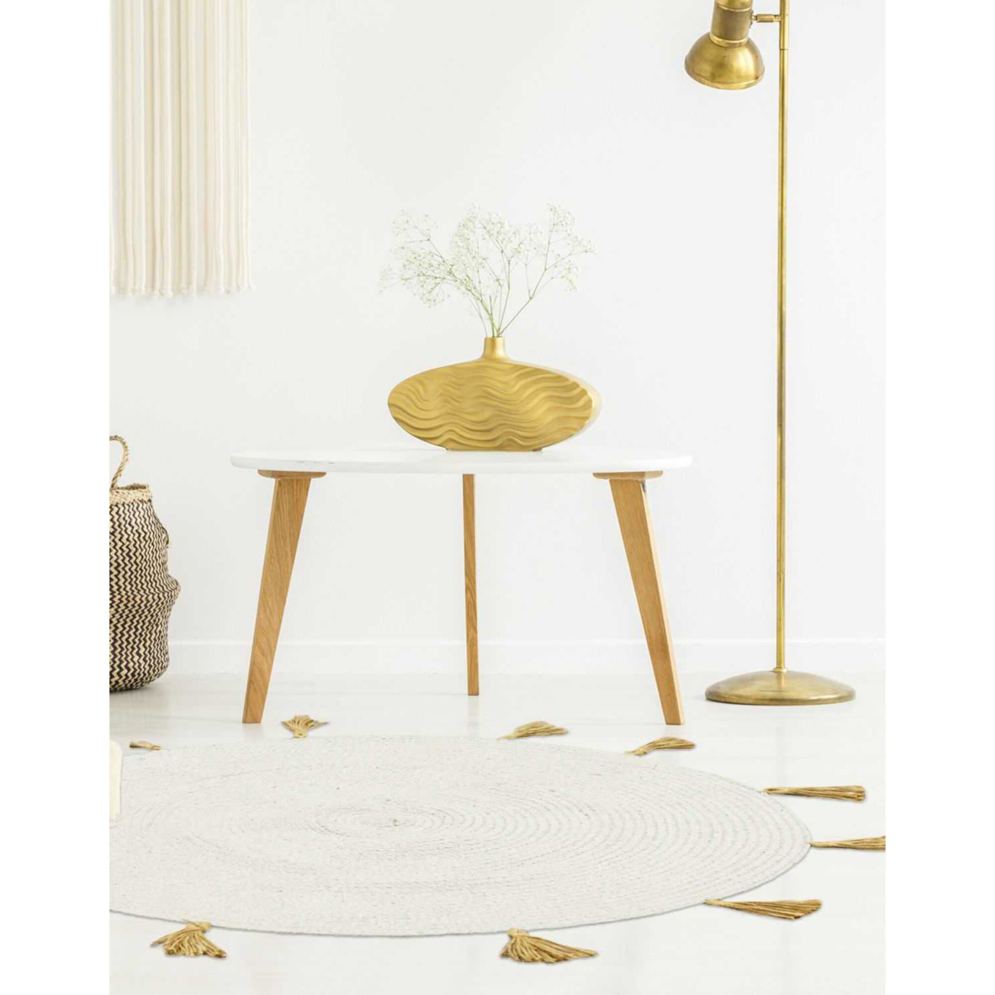 Tapis coton à pompons