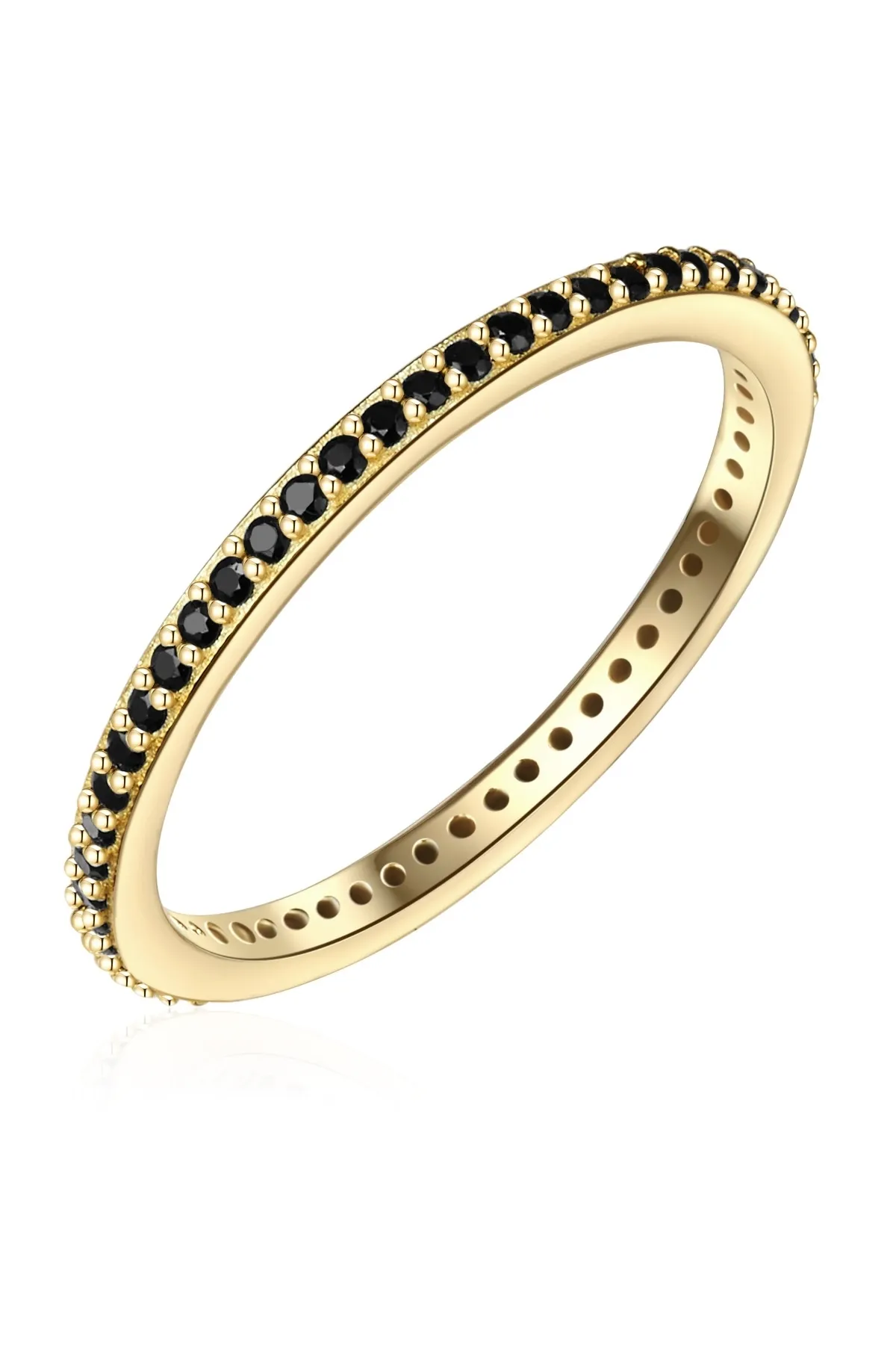 Lulu & Jane  Modeschmuckring Ring gelbgold Zirkonia schwarz