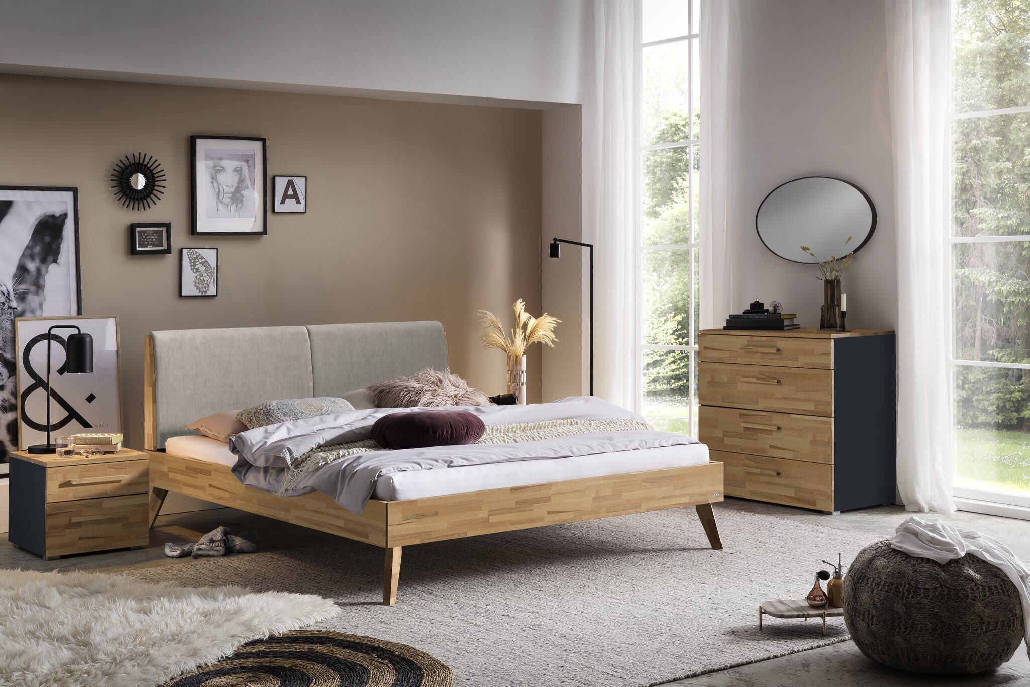 HASENA Highboard Hasena Accessoires Atrine Kommode Massivholz 90x50x86 (1)