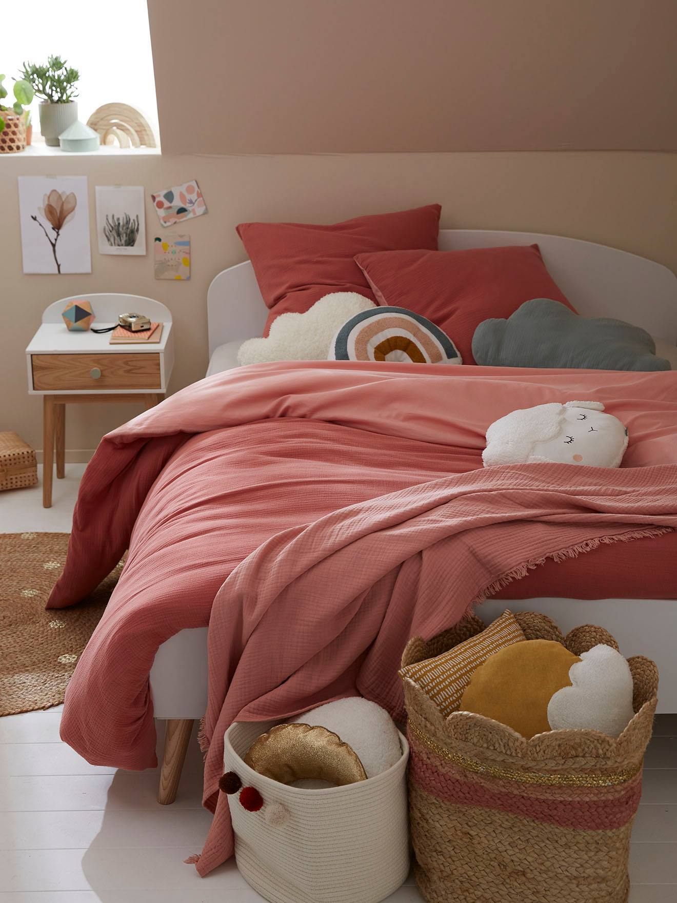 Vertbaudet Kinder Bettwäsche-Set mit Musselin Oeko-Tex - rosa