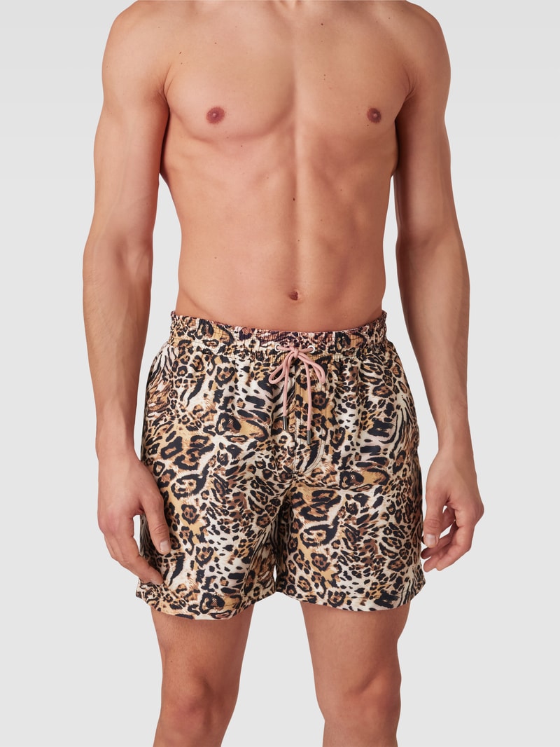 Badehose mit Animal-Print in dunkel orange