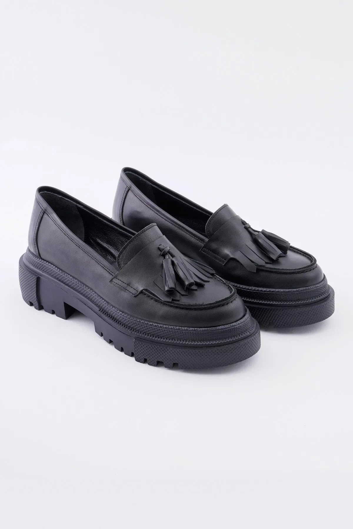 CZ London  Echtes Leder Damen Tassel Loafer Schuhe Dicke Sohle Täglich