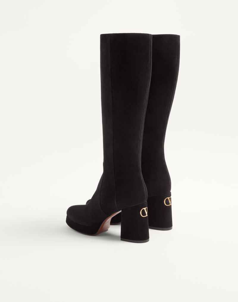 Bota plataforma Fawcette de 90 mm em couro dividido