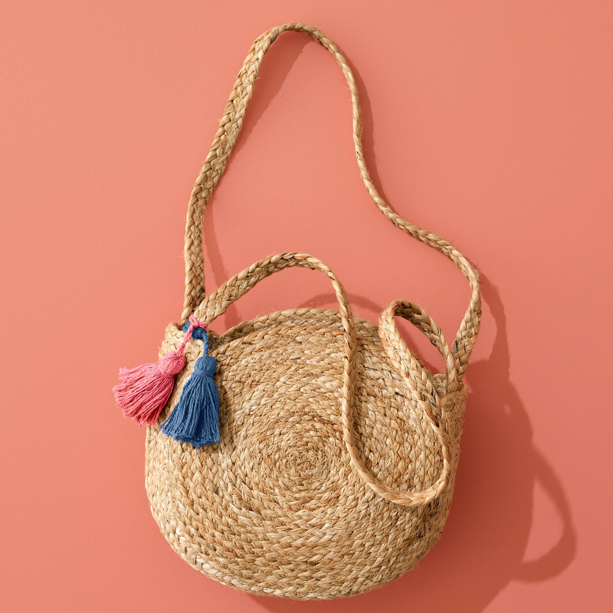 Sac rond en jute finition pompons Indian Summer