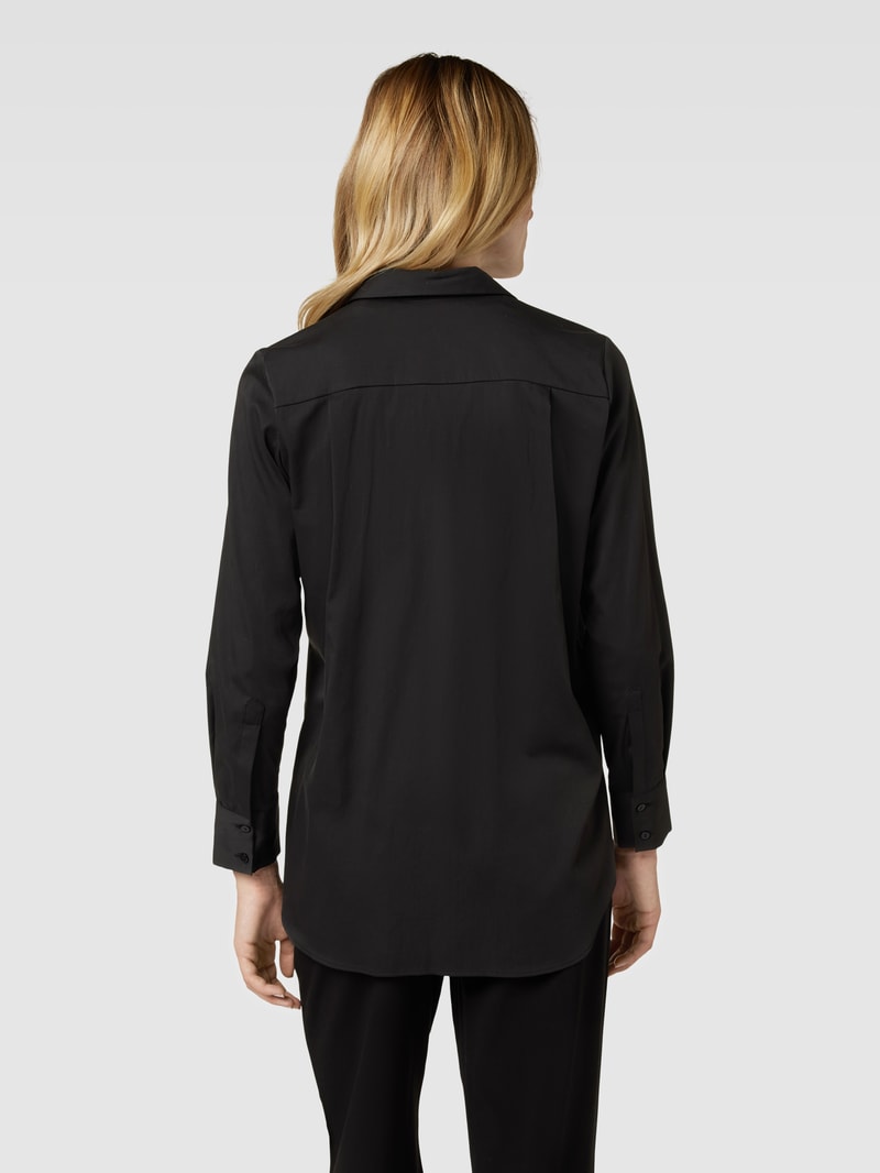 Hemdbluse mit Kentkragen und Knopfleiste in schwarz