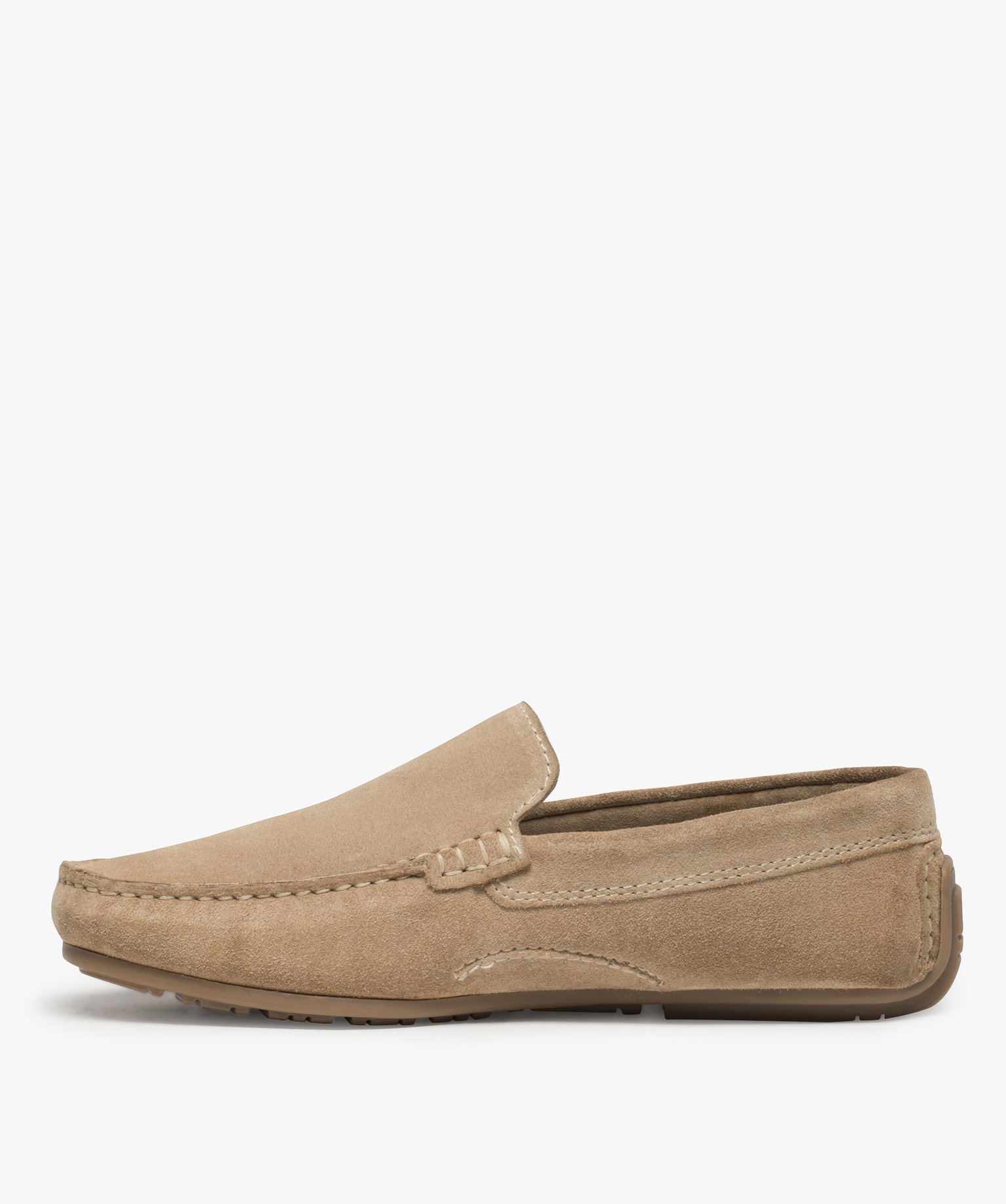 Mocassins homme unis dessus et intérieur cuir beige | GEMO