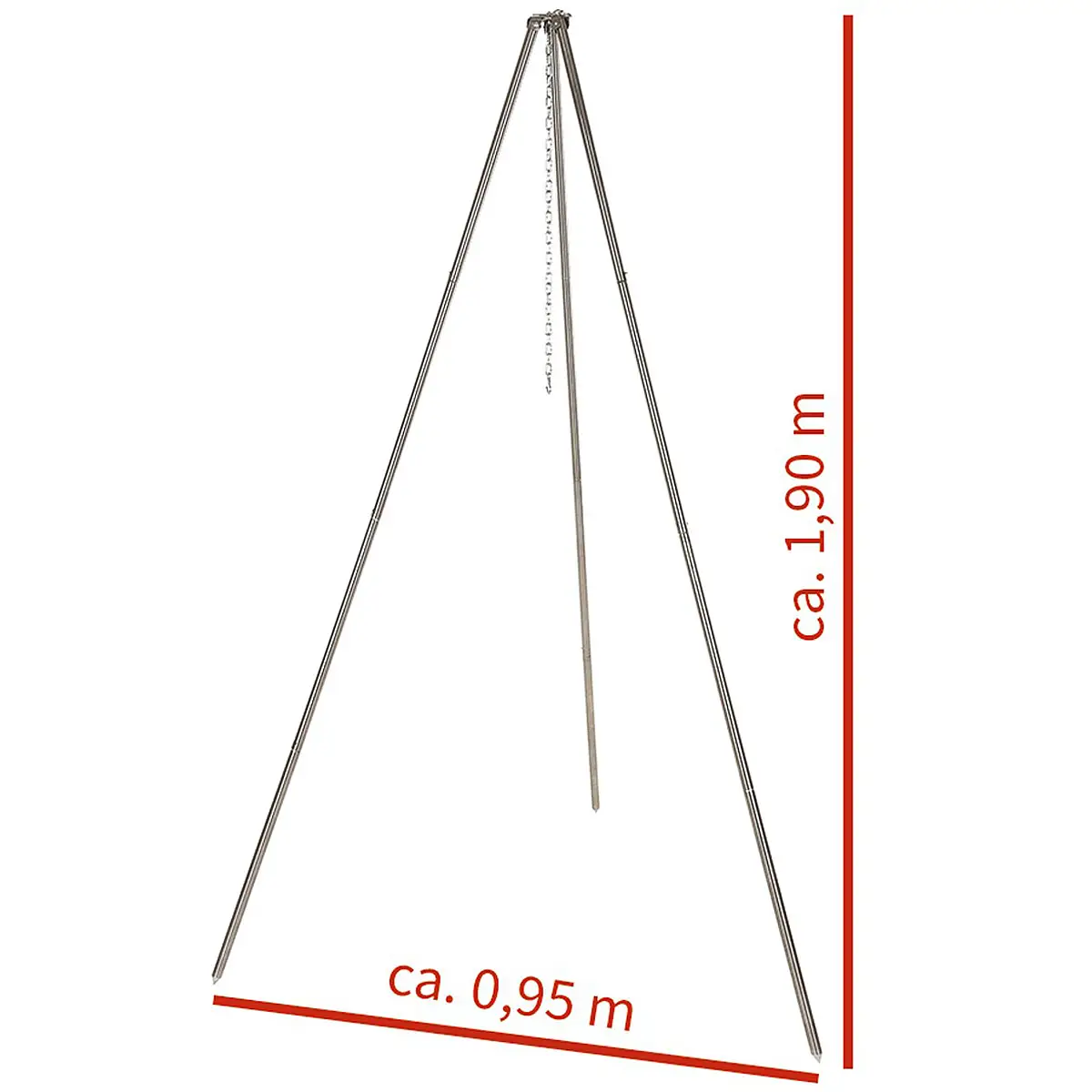 Dreibein mit Kette und Haken, 1,90 m