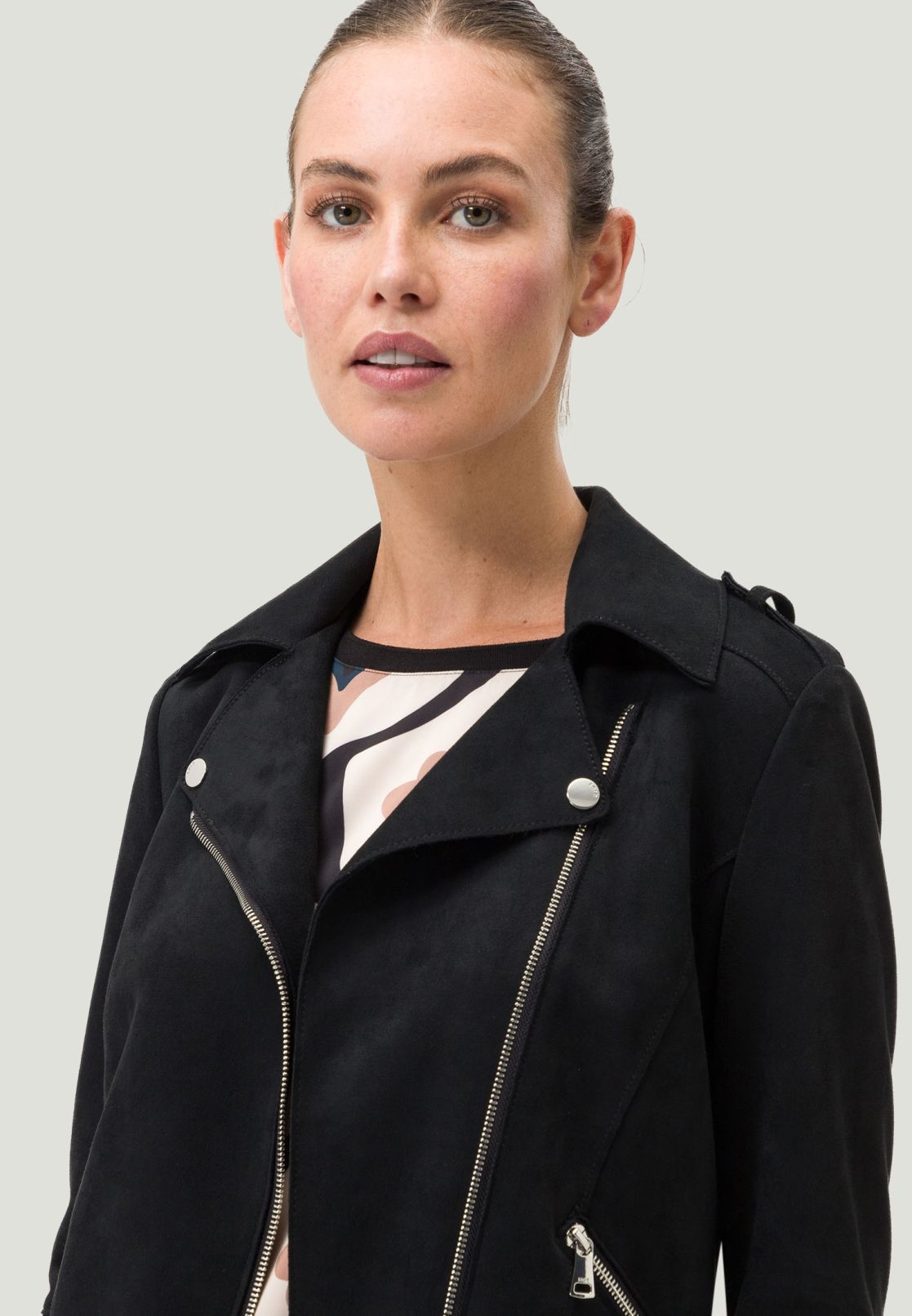Bikerjacke in Veloursleder-Optik