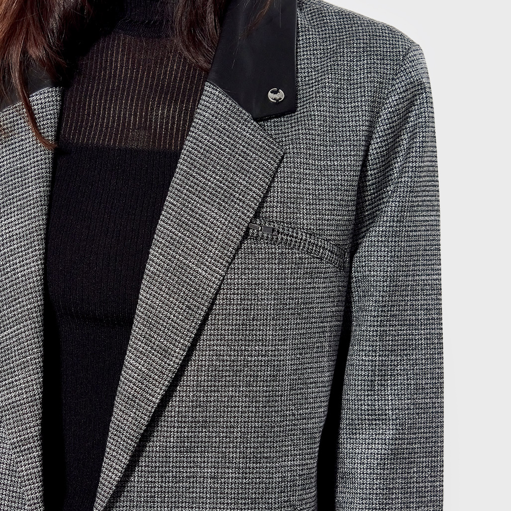 LEILY  Veste grise régular Femme avec col en synthétique