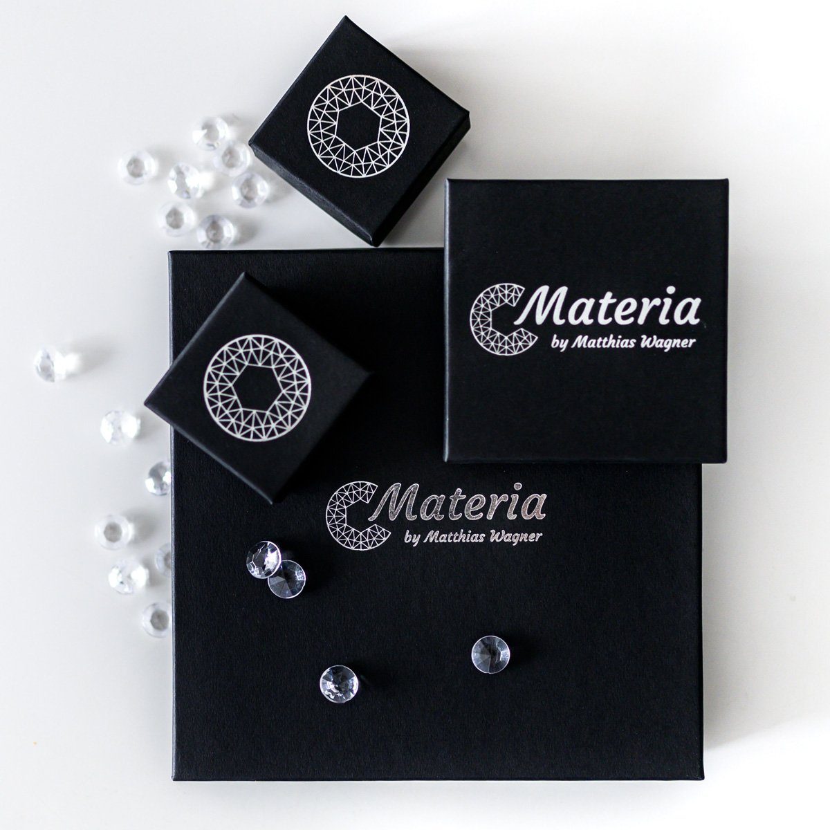 Materia Paar Ohrstecker Damen Silber Kugel Rund 3-6mm SO-434, 925 Sterling Silber, rhodiniert