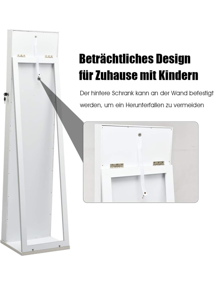 COSTWAY Schmuckschrank abschließbar 157cm in Weiß günstig kaufen onesize