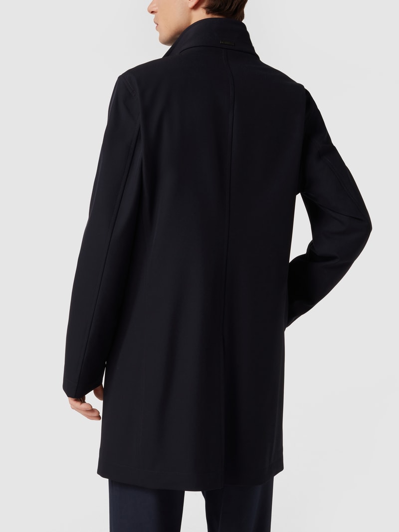 Slim Fit Mantel mit Stehkragen in marineblau