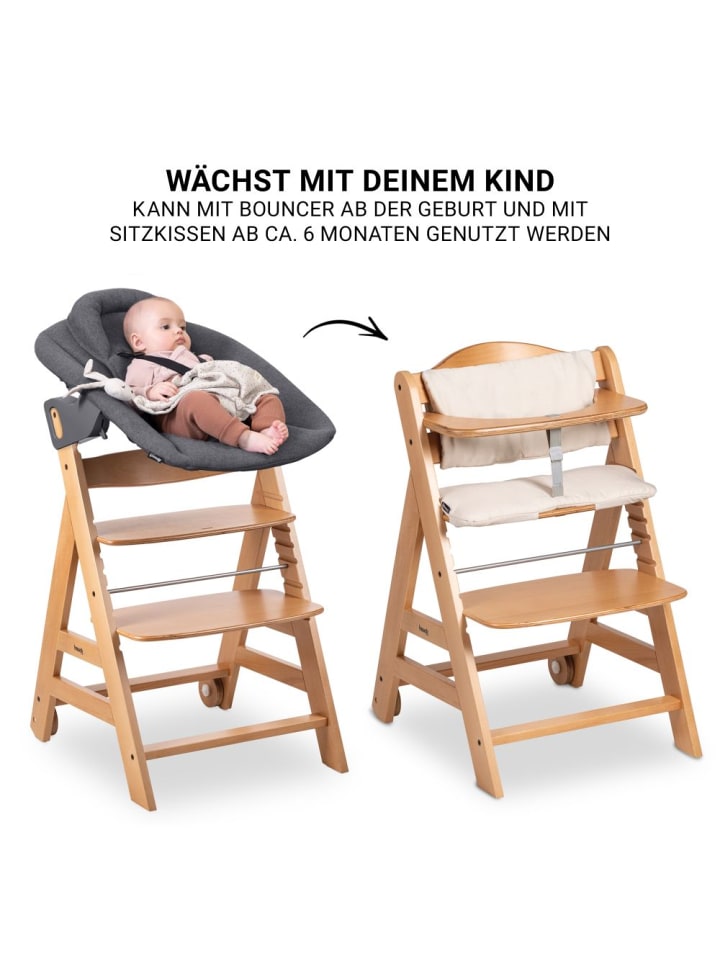 Hauck Beta Plus Natural 5-tlg. Newborn Set - Hochstuhl   in beige,grau günstig kaufen onesize