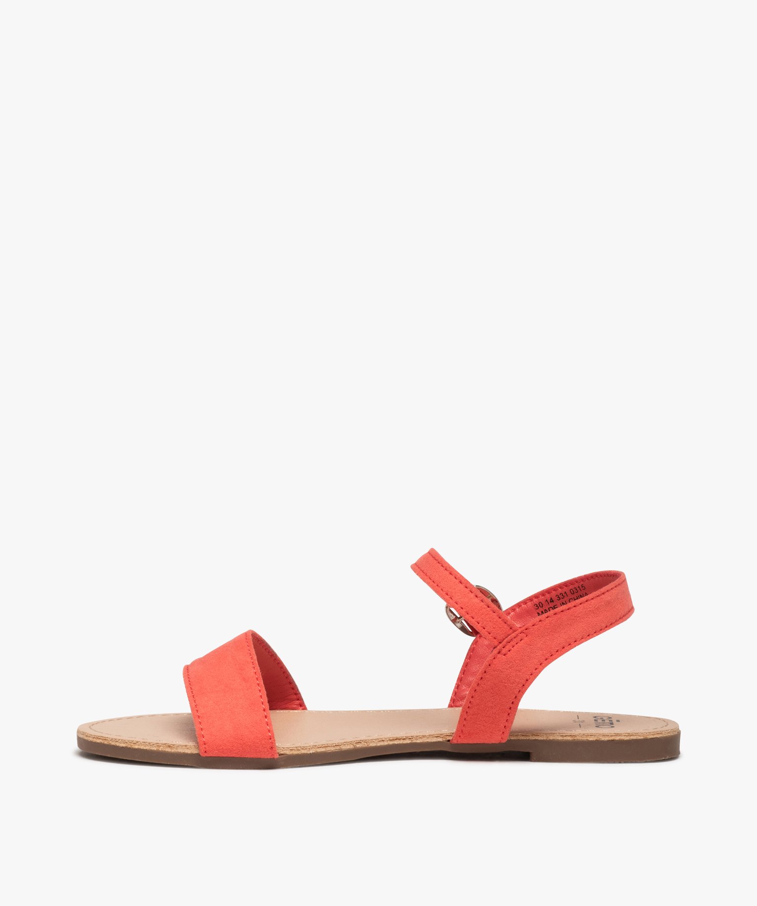 Sandales fille à brides droites en suédine unie rose | GEMO