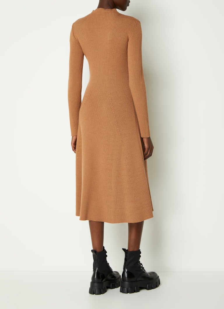 Abito midi Moncler in maglia a coste di misto lana