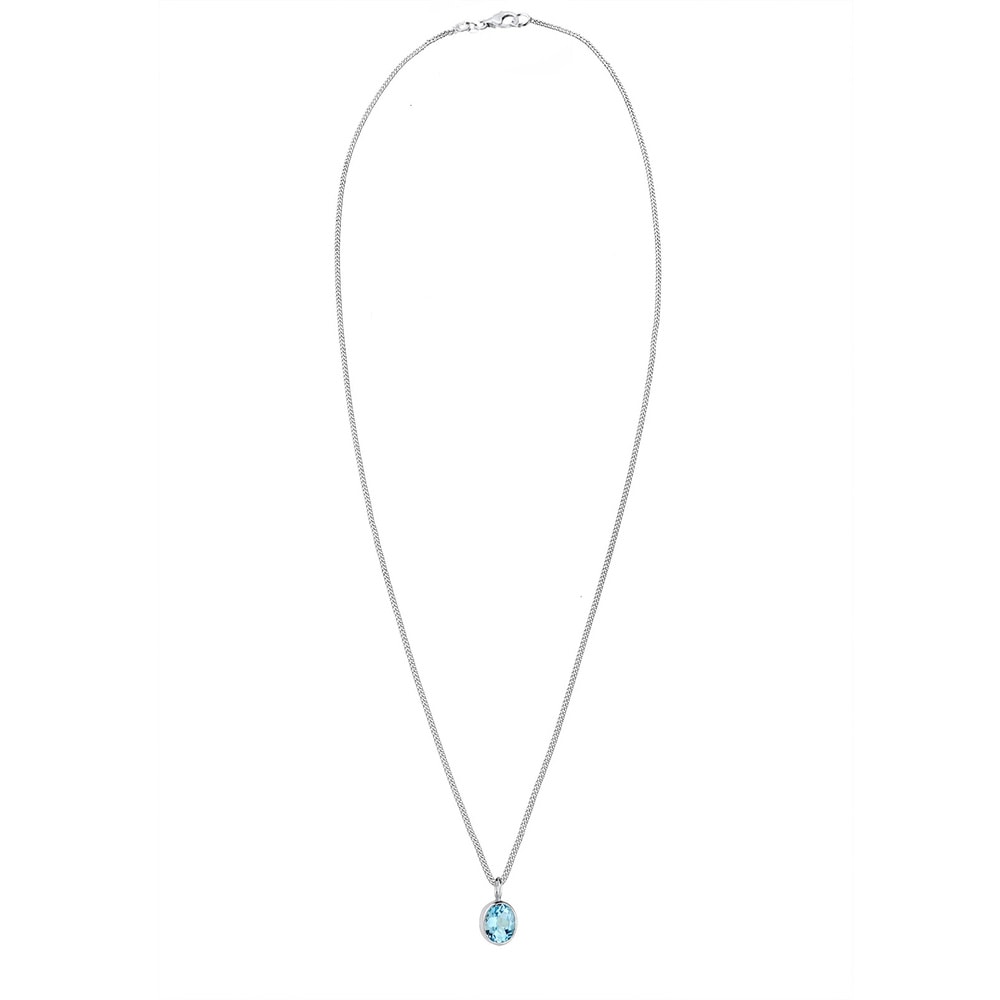 Elli Elli Collier Femmes Pendentif solitaire élégant avec topaze bleu clair en argent  collier