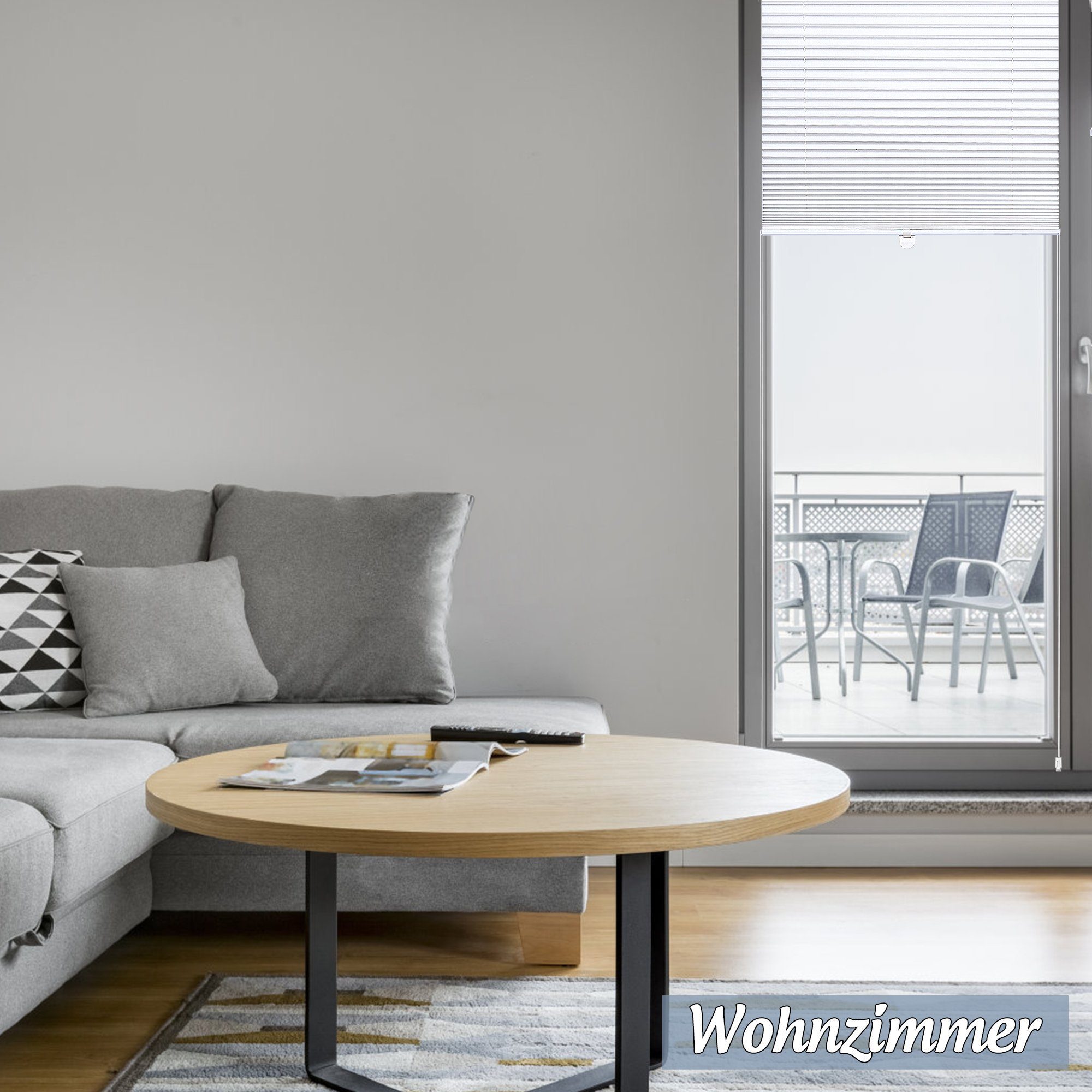 Plissee Plissee Faltrollo Jalousie mit Klemmträger Sonnenschutzrollo, Homewit, Beidseitig Einstellbar, Klemmfix, Blickdicht, Lichtschutz