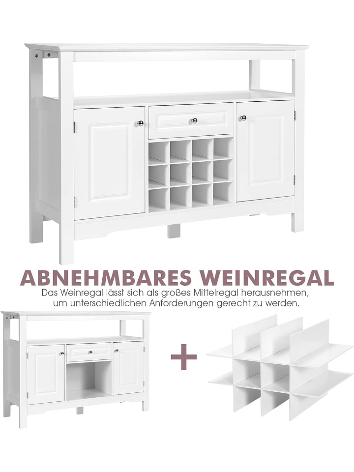 COSTWAY Sideboard mit Weinregal in Weiß günstig kaufen onesize