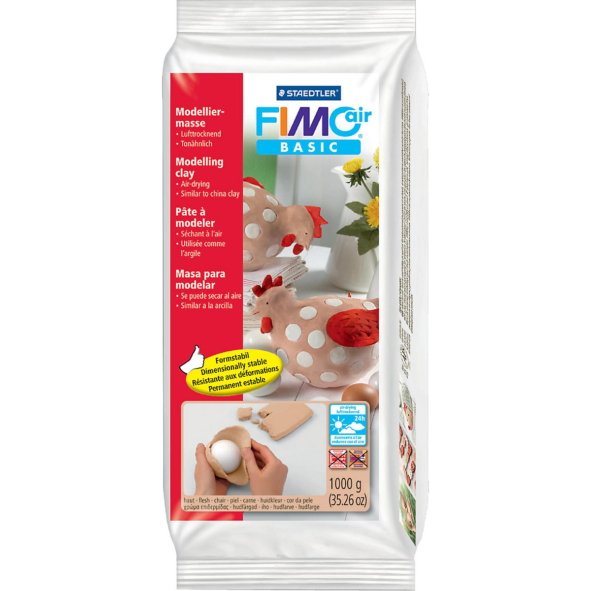 FIMO air basic Lufttrocknende Modelliermasse hautfarben, 1.000 g