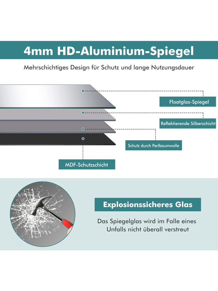 COSTWAY Wandspiegel in Schwarz günstig kaufen onesize
