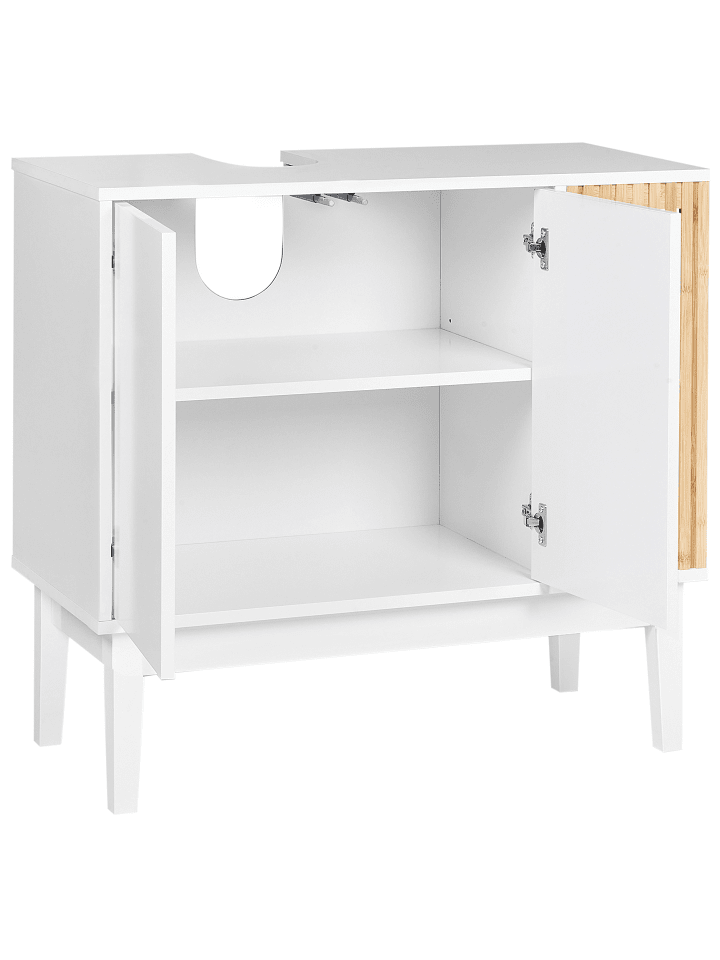 Beliani Badezimmerschrank NUBES in Weiß/Heller Holzfarbton günstig kaufen onesize