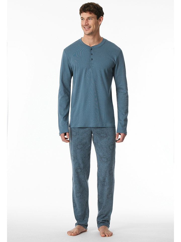 Schiesser Pyjama in Blaugrau günstig kaufen