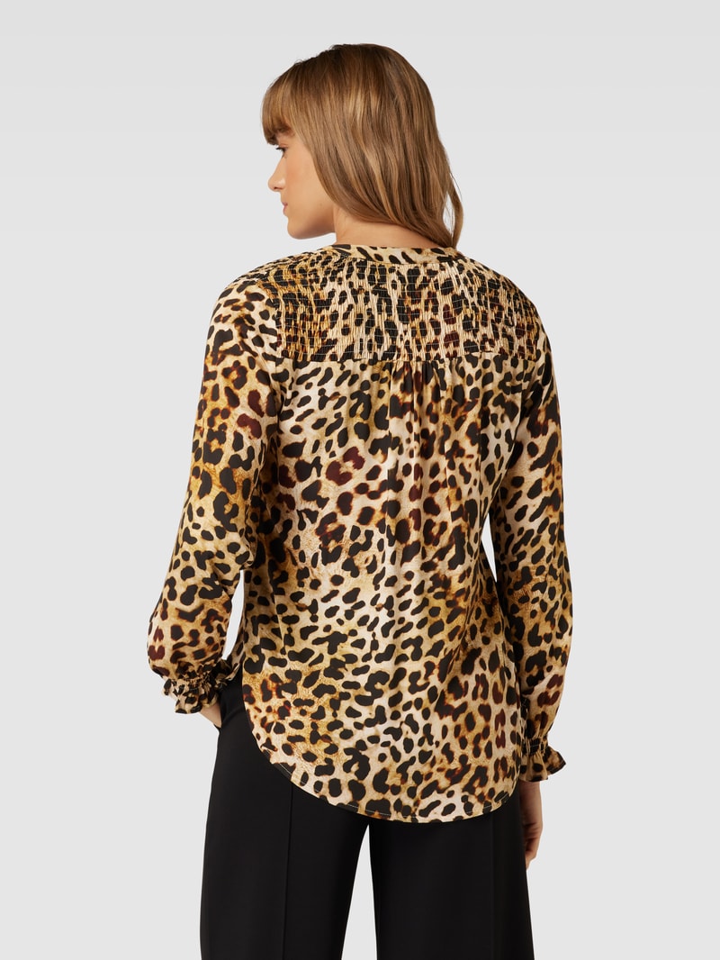 Bluse aus Viskose mit Animal-Print in beige