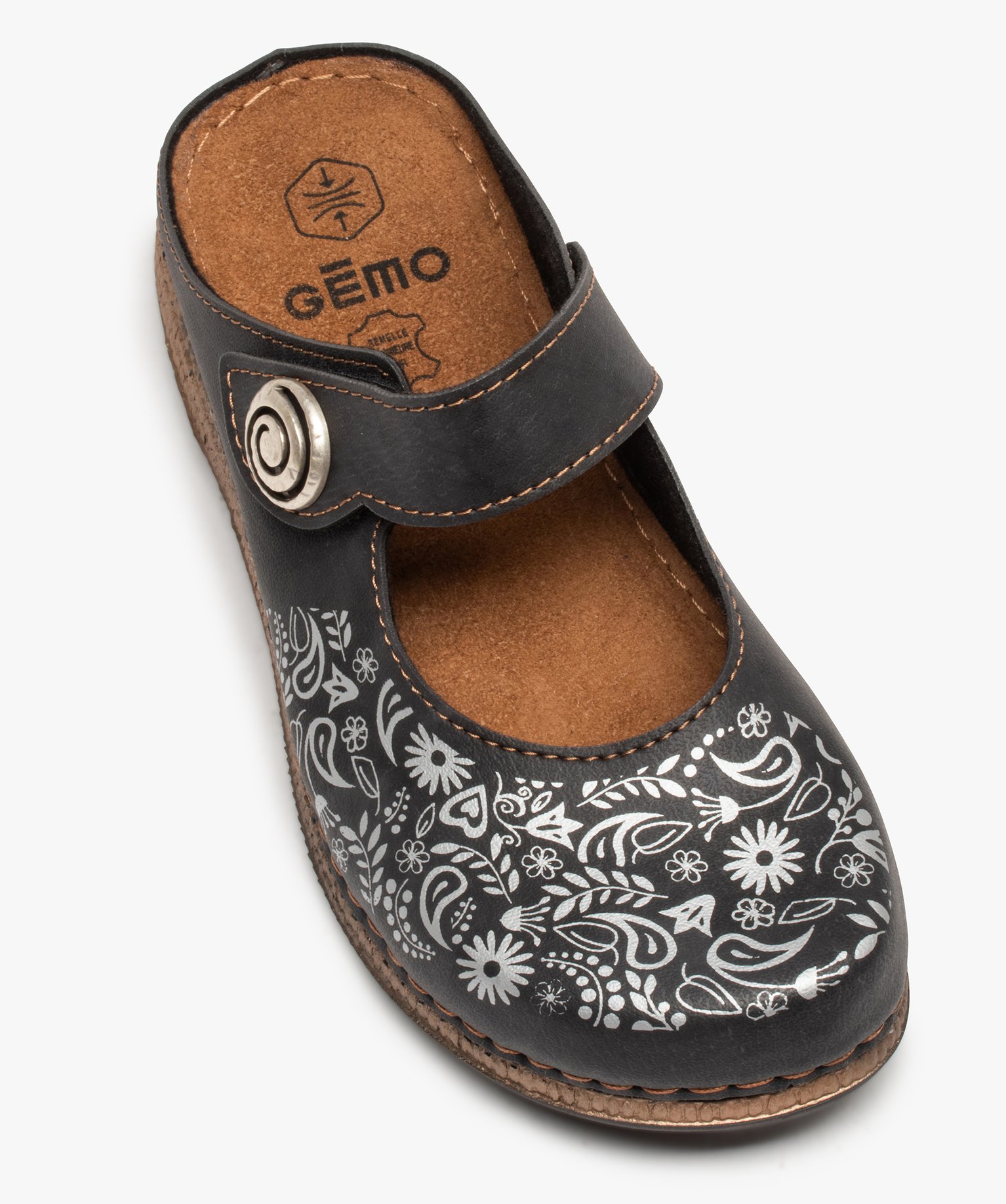 Sabots confort femme à bride scratch ajustable noir | GEMO