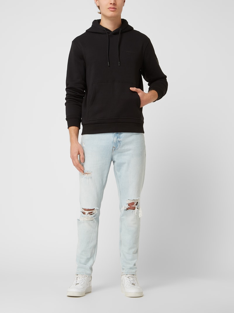 Hoodie mit Logo-Details Modell 'Kresy' in schwarz