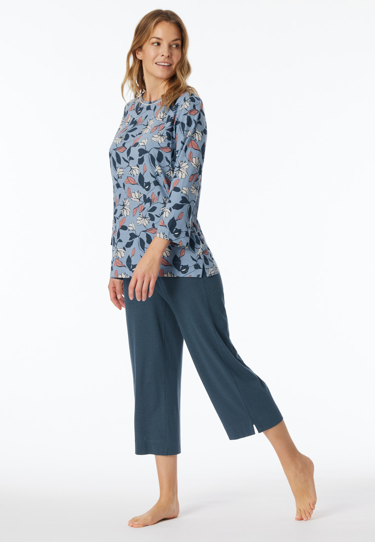 Schlafanzug 3/4-lang blaugrau gemustert - Comfort Nightwear