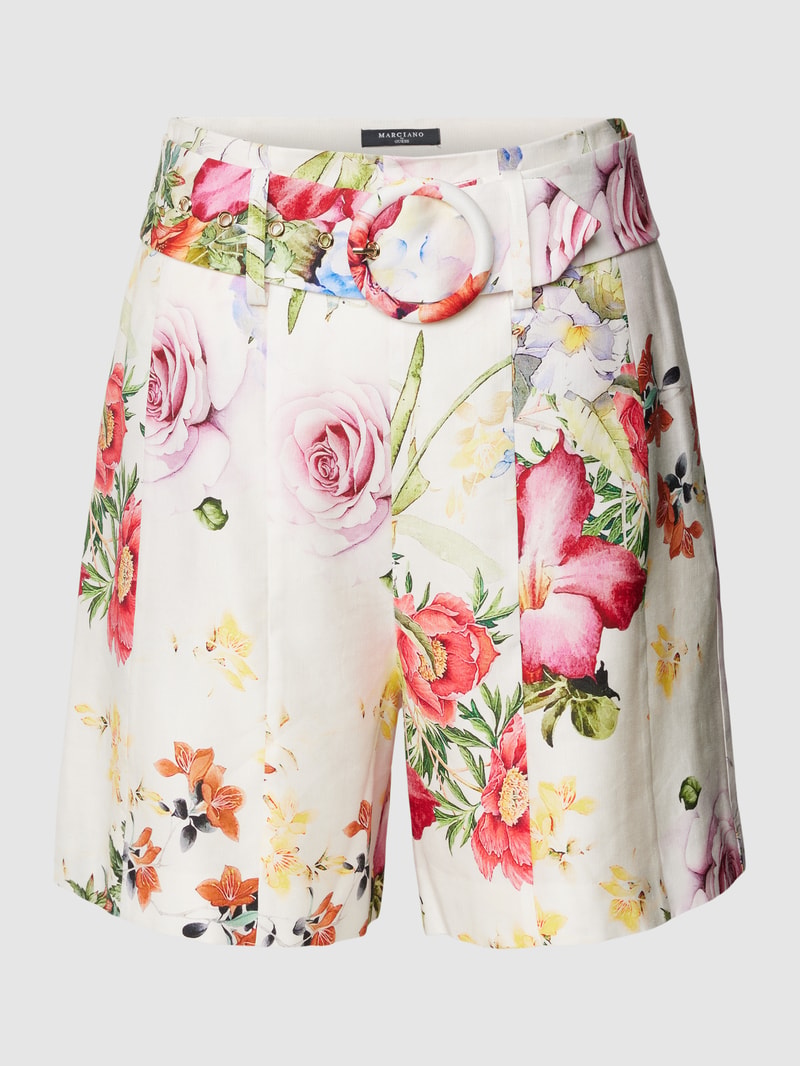 Shorts mit Allover-Muster Modell 'GLORIOUS GARDEN' in weiß
