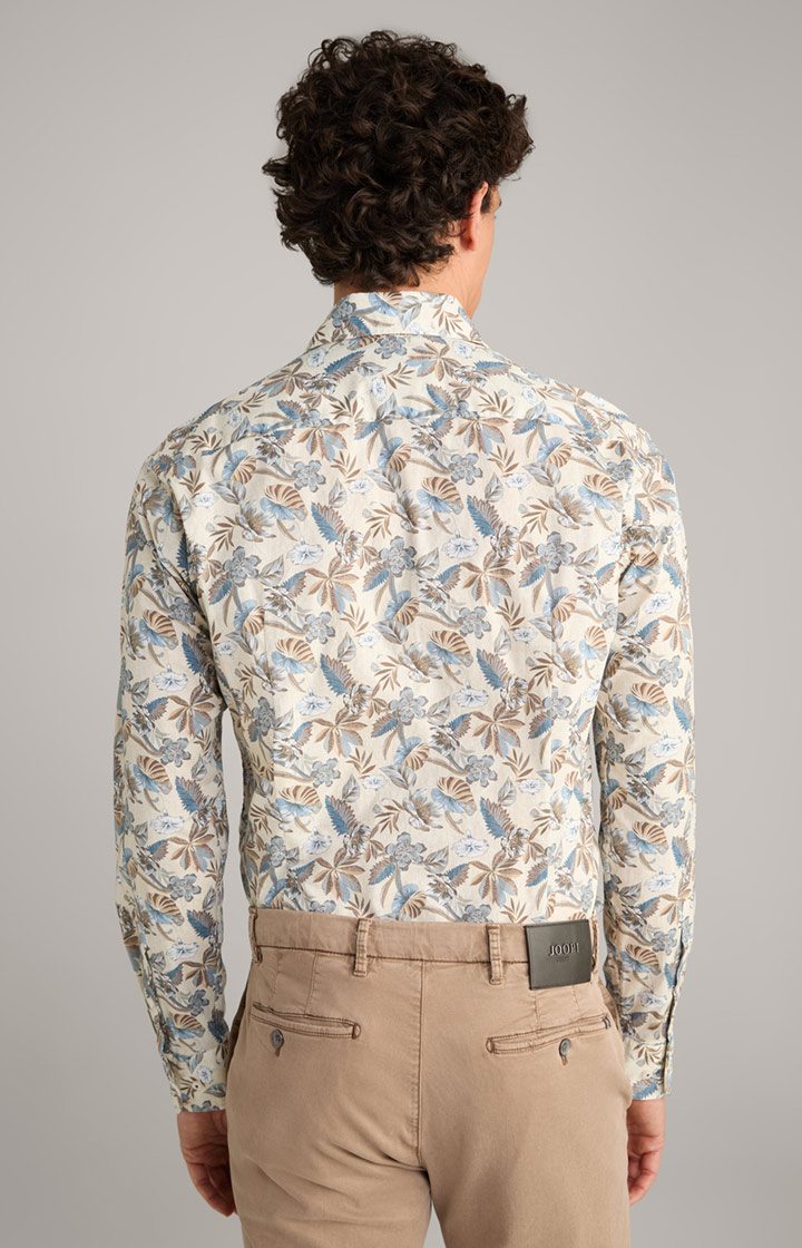Hemd Pai in Hellbeige/Blau gemustert