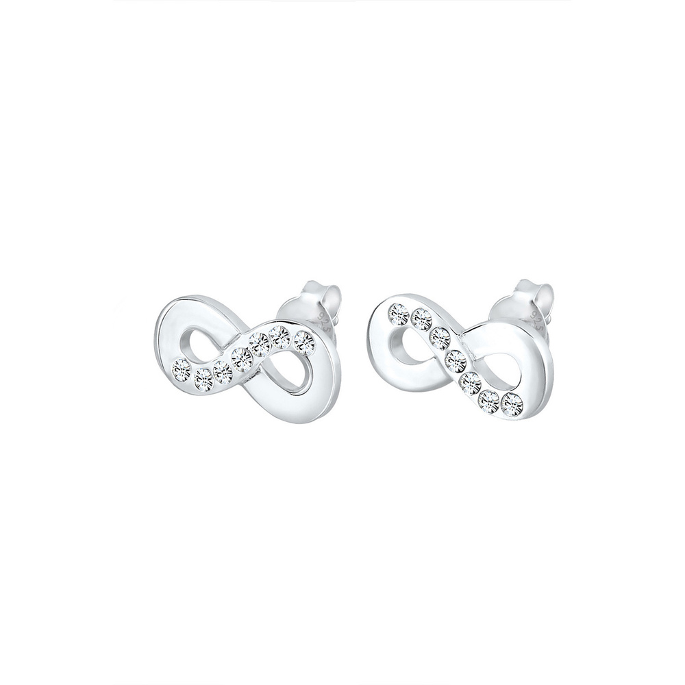 Elli Elli Boucles d'Oreilles Femme Motif Infinity Simplement avec Cristaux en Argent S Boucles d'oreilles