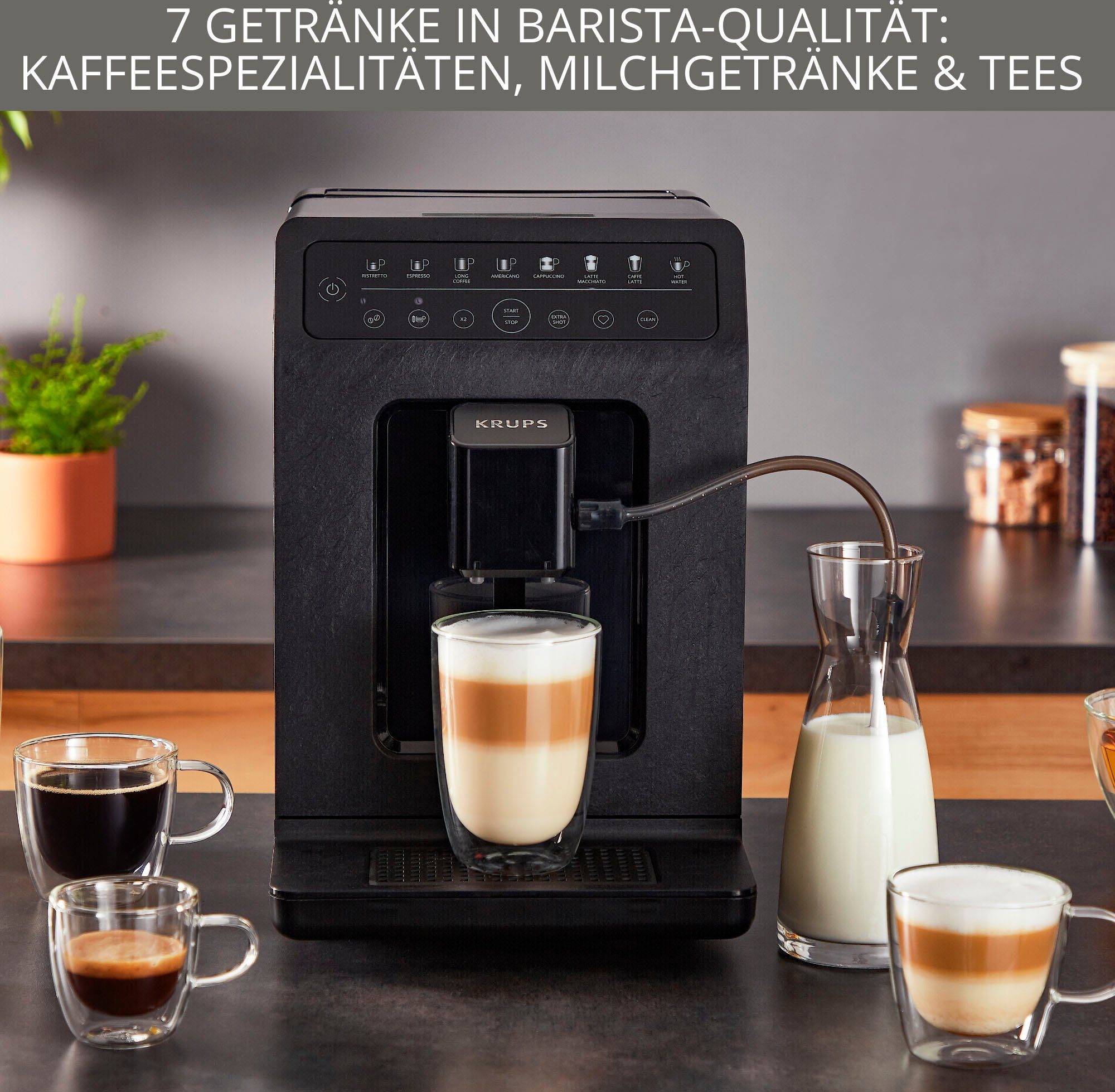 Krups Kaffeevollautomat EA897B Evidence ECOdesign, aus 62%* recyceltem Kunststoff, bis zu 90% recycelbar, inkl. Emsa Travel Mug im Wert von UVP 25,99