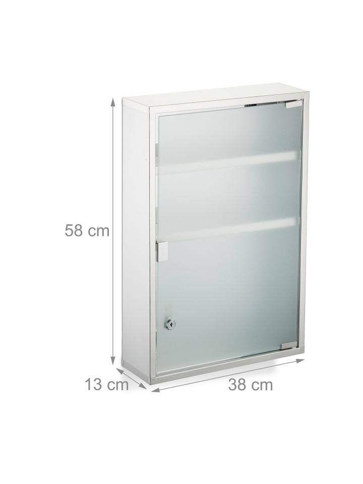 relaxdays Medizinschrank in Silber - (B)38 x (H)58 x (T)13 cm günstig kaufen onesize