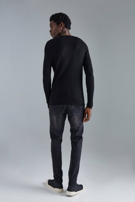 Gerippter Muscle-Fit Pullover